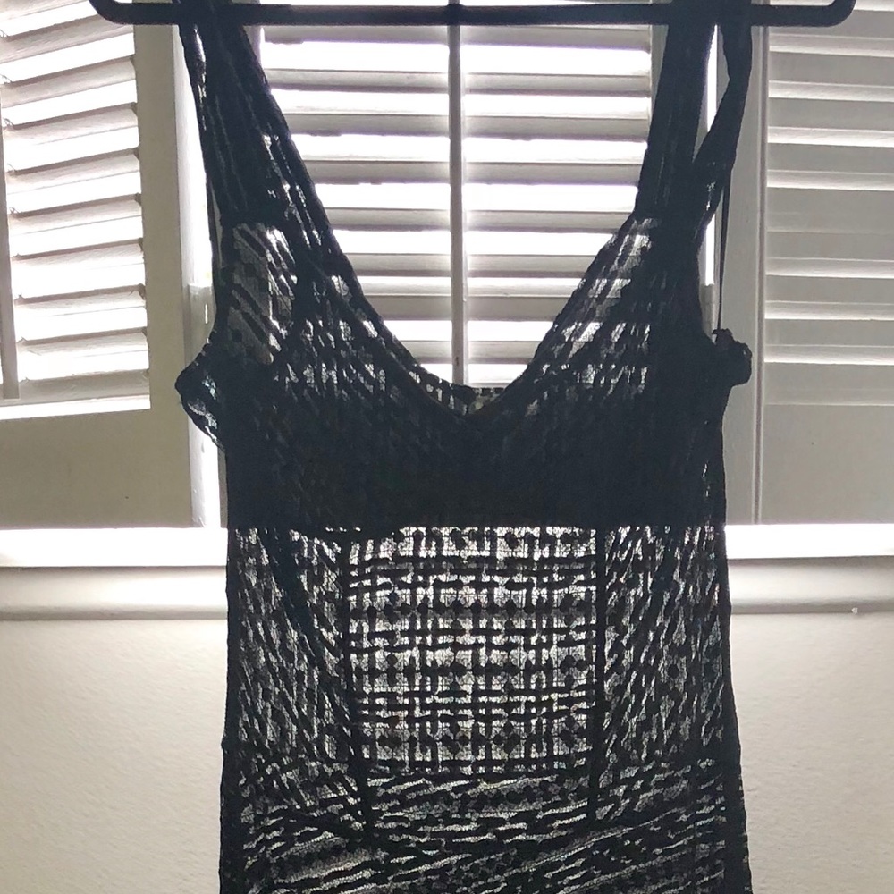 Free people black long lace dress